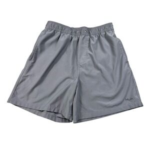 Huk Mens Gray Performance Fishing Shorts Small Elastic Waist Quick Dry Athletic